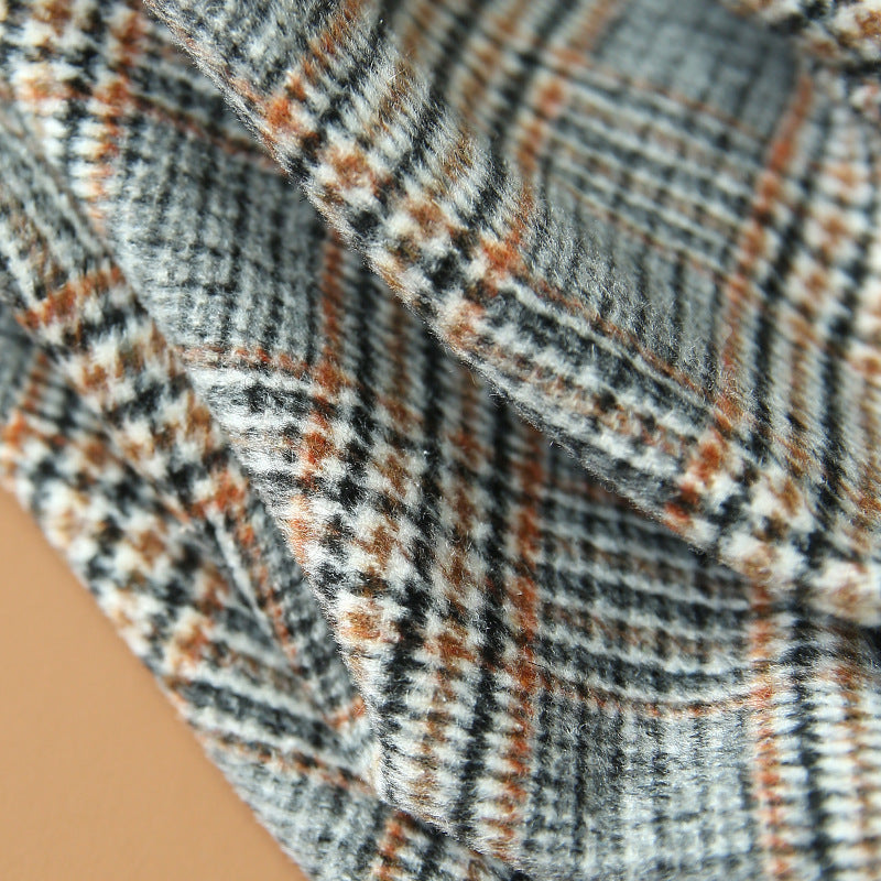 Handmade Plaid Woolen Coat Ladies Loose Casual